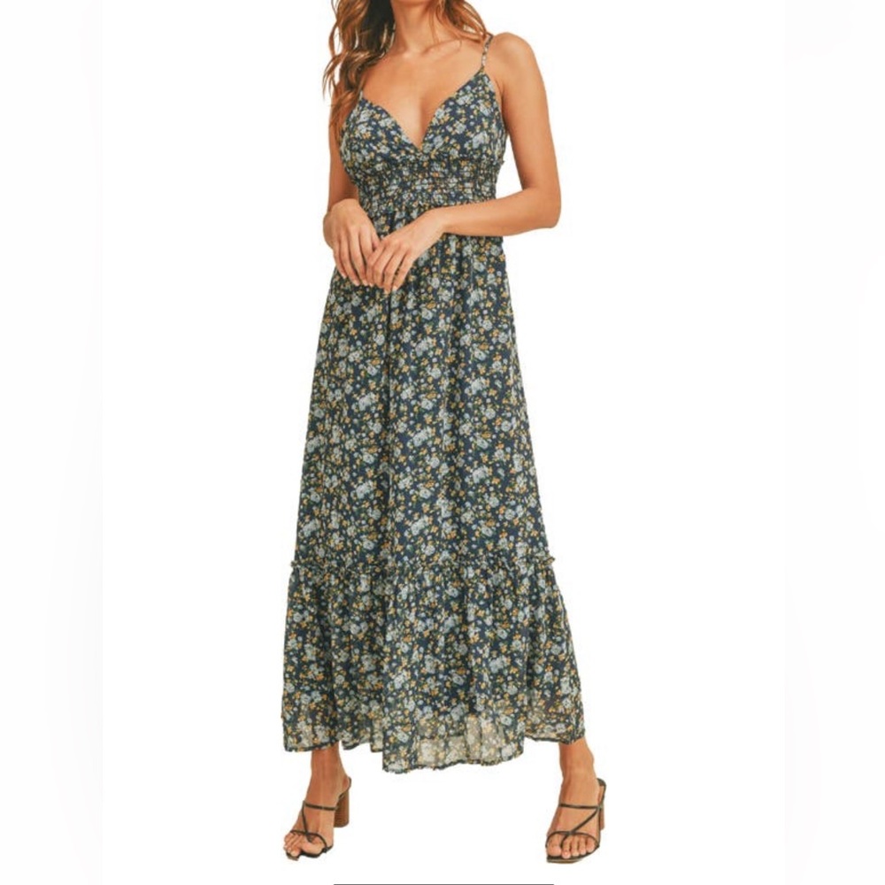 Lush Smocked Cami Floral Print Maxi Dress